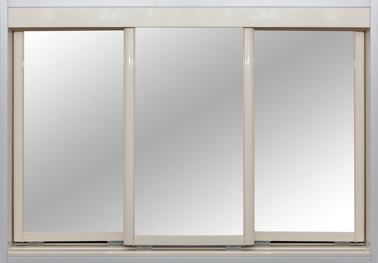 Cream Frame with Mirror - Sliding Wardrobe Doors
