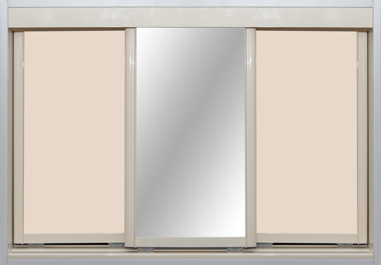 Cream Frame with Buff Vinyl and Mirror - Sliding Wardrobe Doors