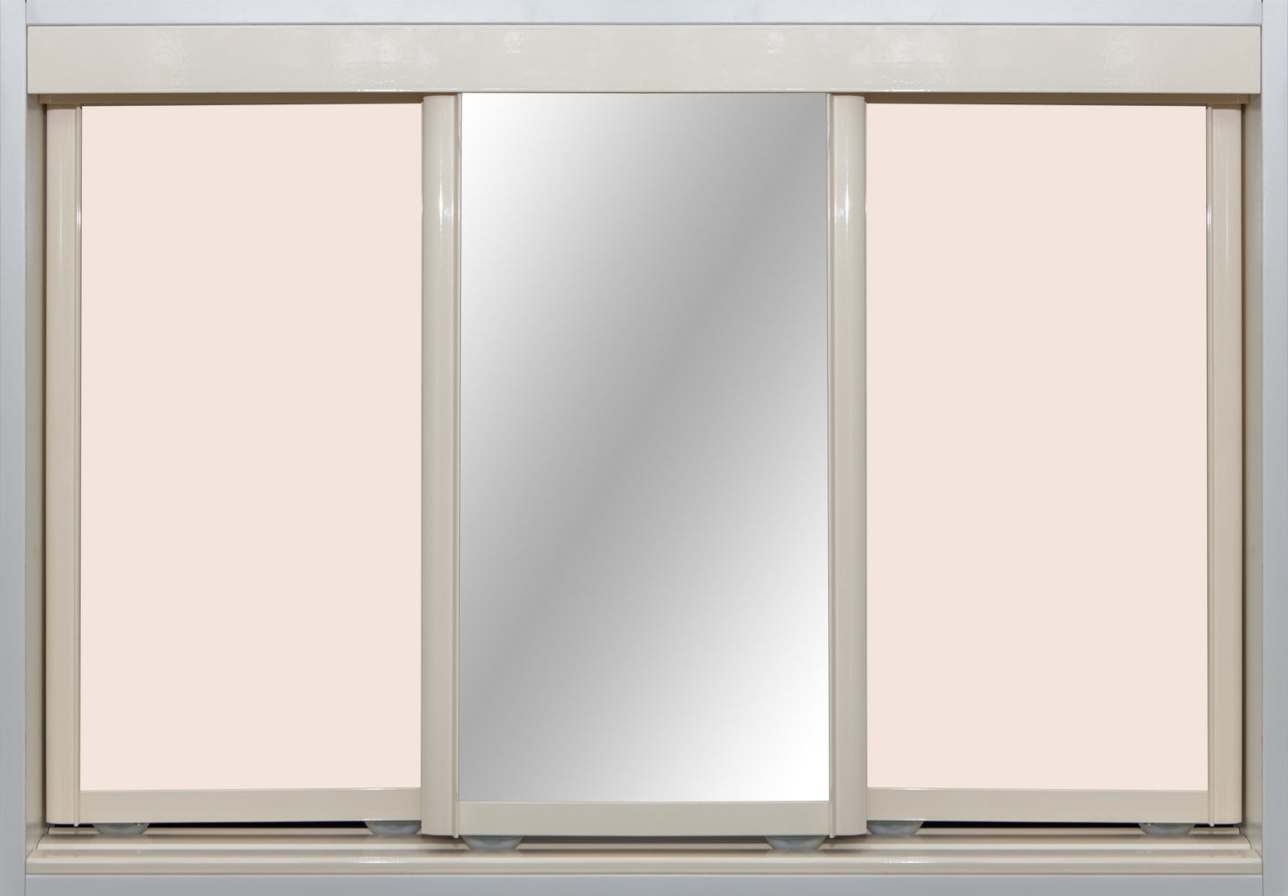 Cream Frame with Cameo Vinyl and Mirror - Sliding Wardrobe Doors