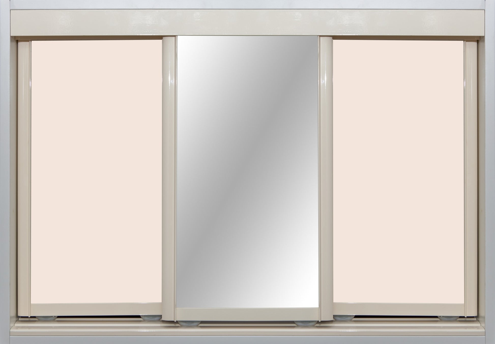 Cream Frame with Cameo Vinyl and Mirror - Sliding Wardrobe Doors