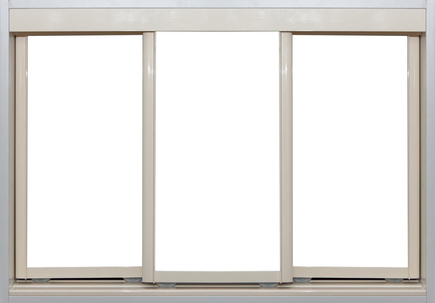 Cream Frame with White Vinyl - Sliding Wardrobe Doors