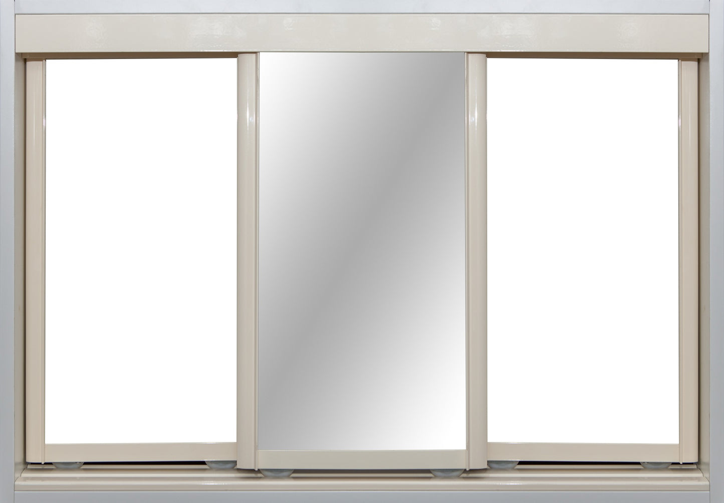 Cream Frame with White Vinyl and Mirror - Sliding Wardrobe Doors
