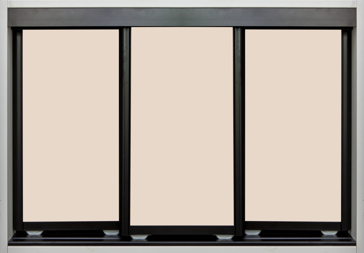 Black Frame with Buff Vinyl - Sliding Wardrobe Doors