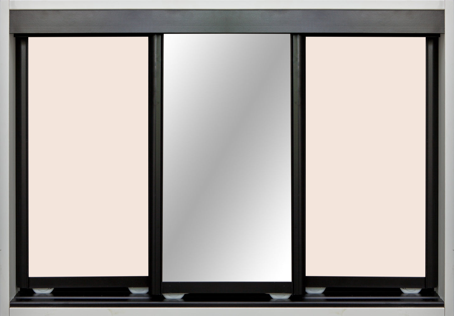 Black Frame with Cameo Vinyl and Mirror - Sliding Wardrobe Doors
