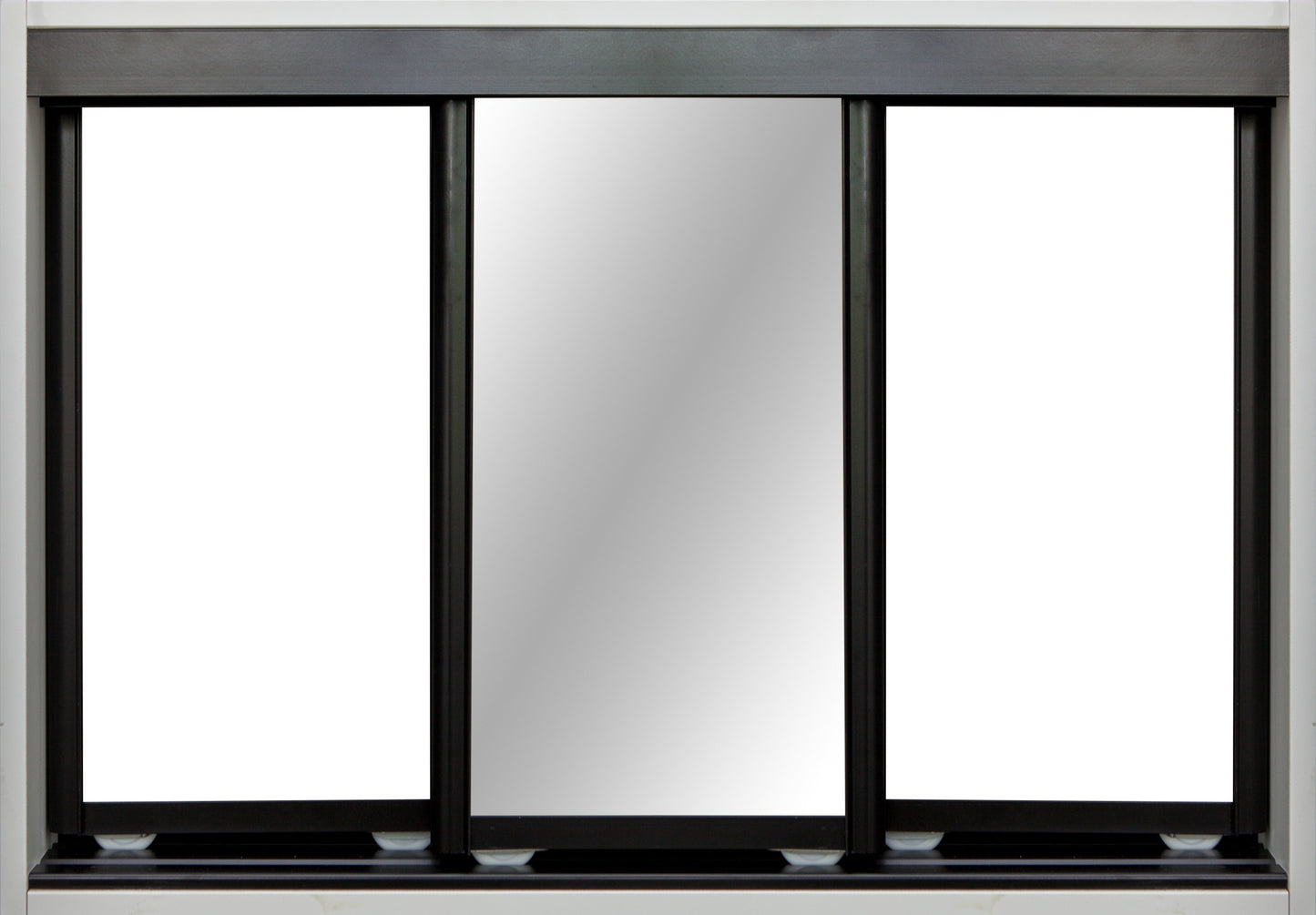 Black Frame with White Vinyl and Mirror - Sliding Wardrobe Doors