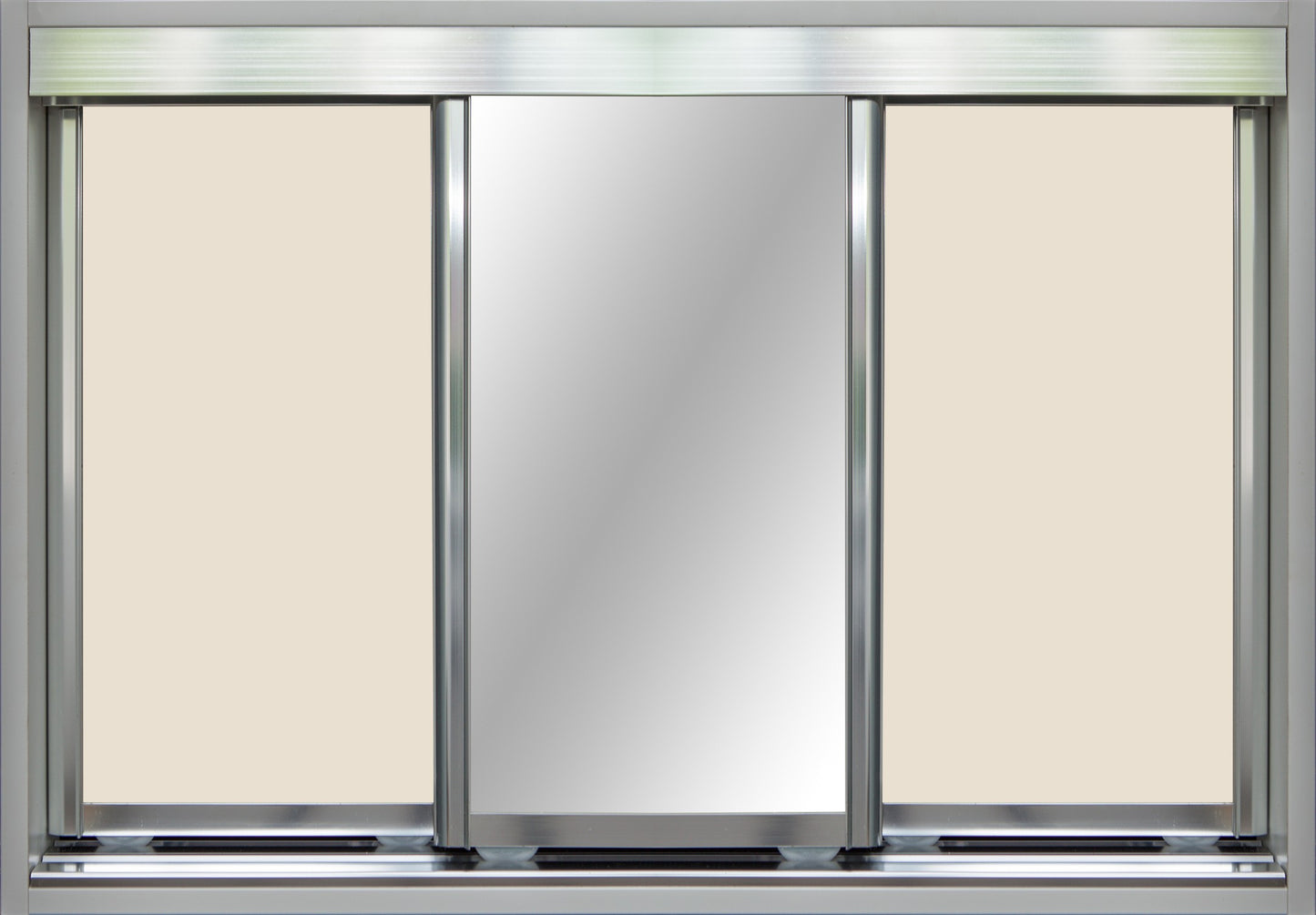 Chrome Frame with White Birch Vinyl and Mirror - Sliding Wardrobe Doors