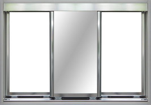 Chrome Frame with White Vinyl and Mirror - Sliding Wardrobe Doors