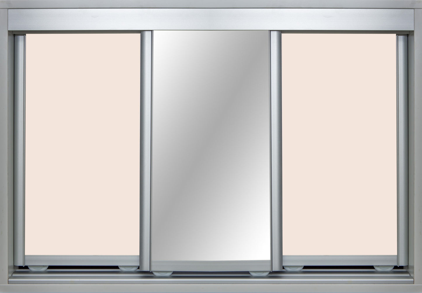 Mat Natural Frame with Cameo Vinyl and Mirror - Sliding Wardrobe Doors