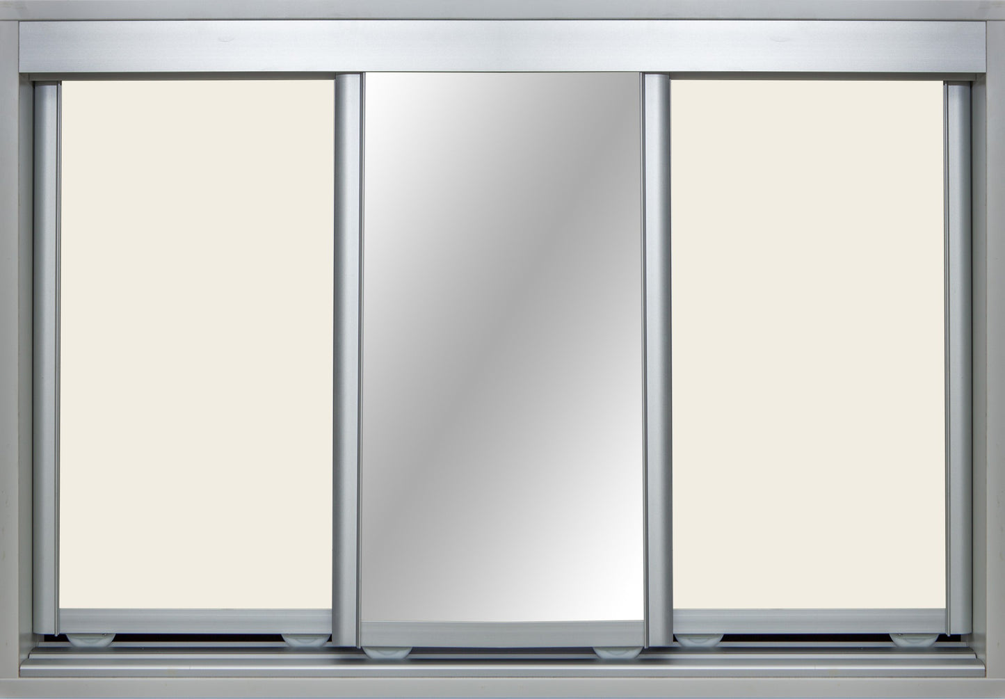Mat Natural Frame with Chalk Vinyl and Mirror - Sliding Wardrobe Doors