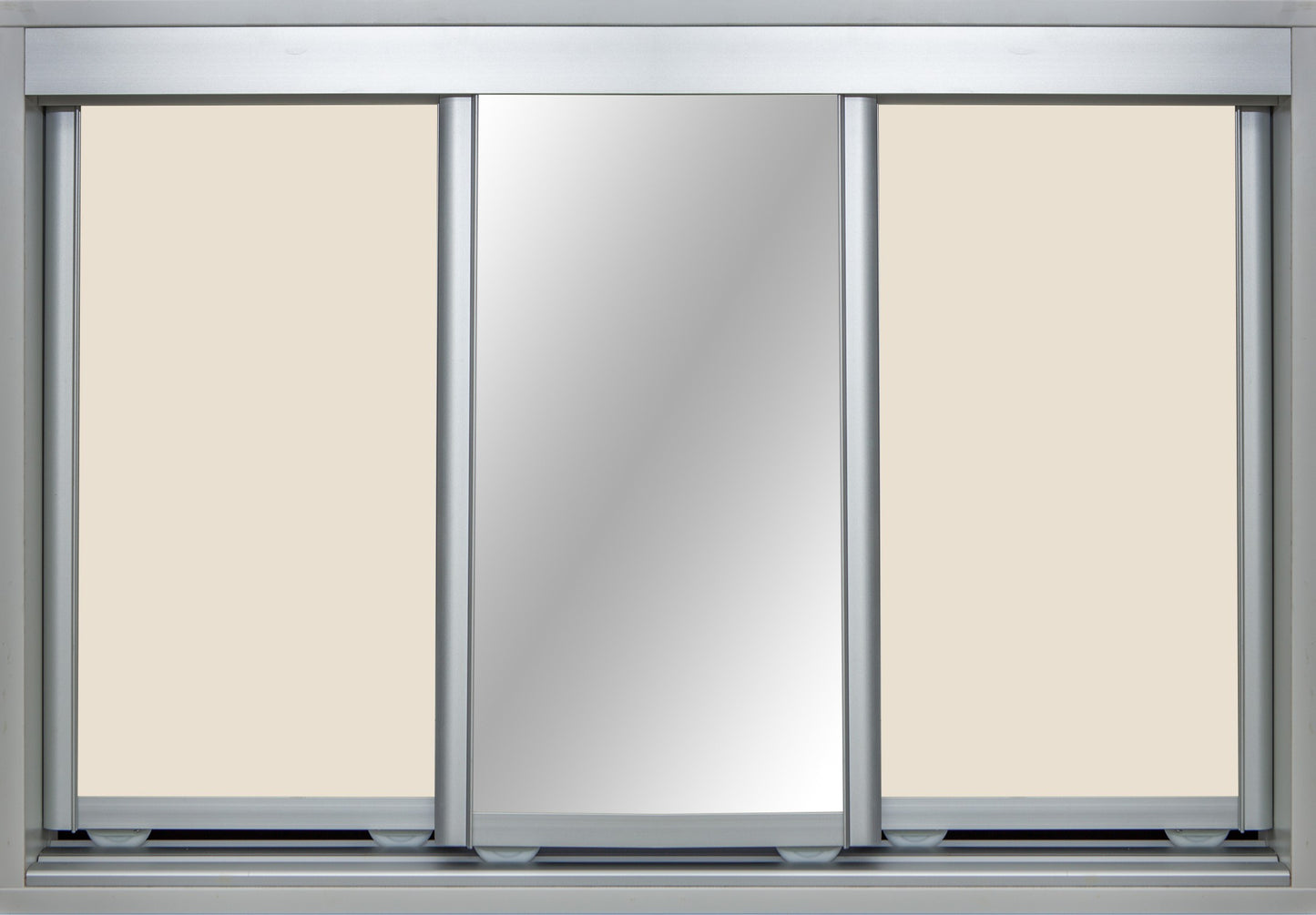 Mat Natural Frame with White Birch Vinyl and Mirror - Sliding Wardrobe Doors