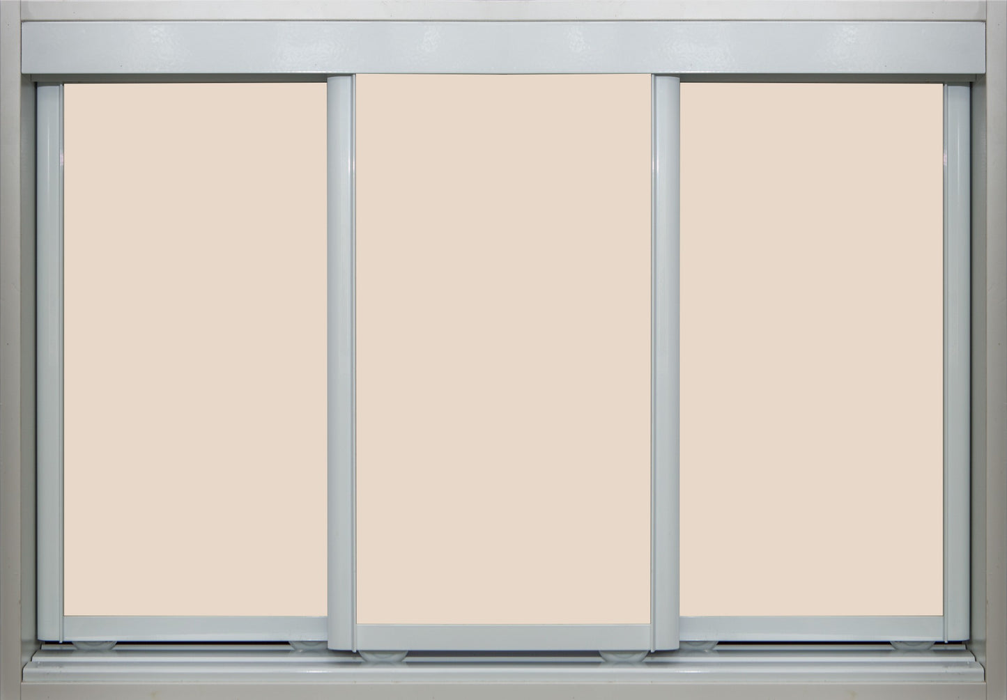 White Frame with Buff Vinyl - Sliding Wardrobe Doors