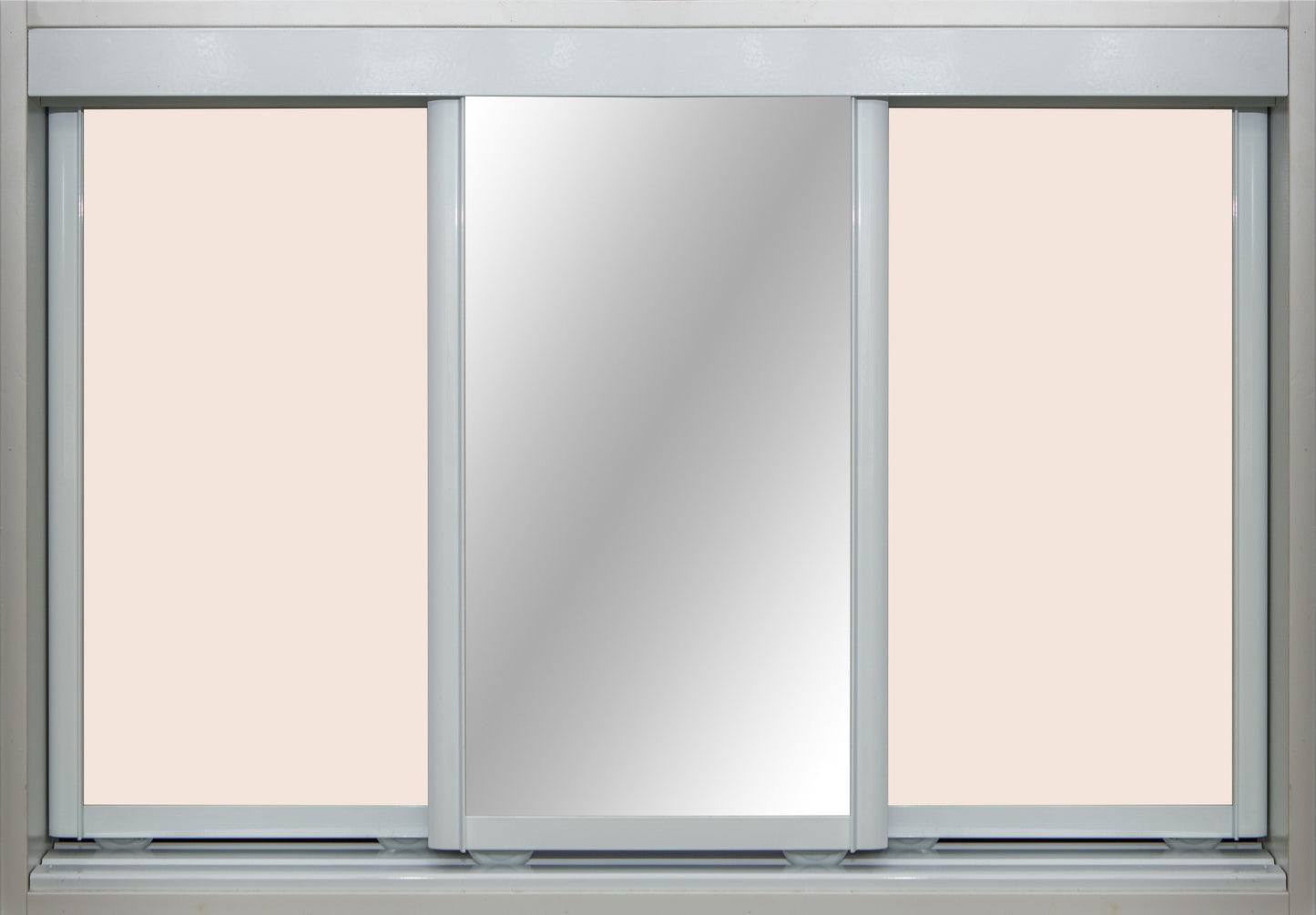 White Frame with Cameo Vinyl and Mirror - Sliding Wardrobe Doors