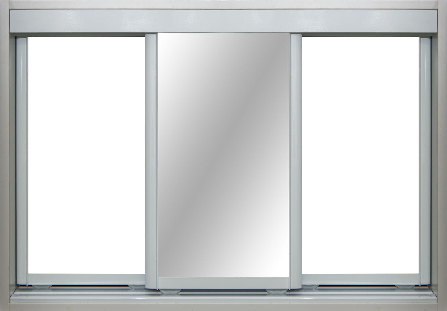 White Frame with White Vinyl and Mirror - Sliding Wardrobe Doors