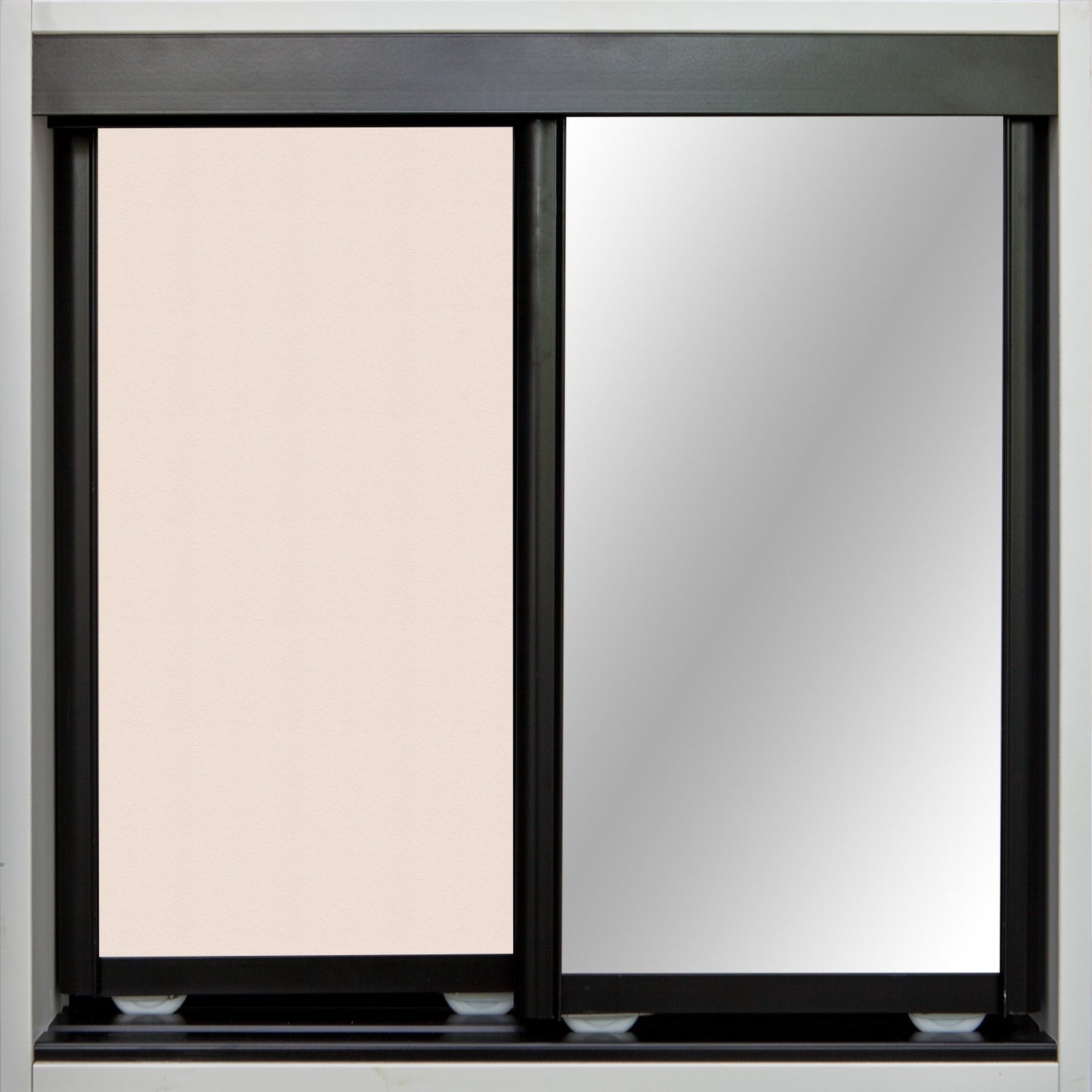 Black Frame with Cameo Vinyl and Mirror - Sliding Wardrobe Doors