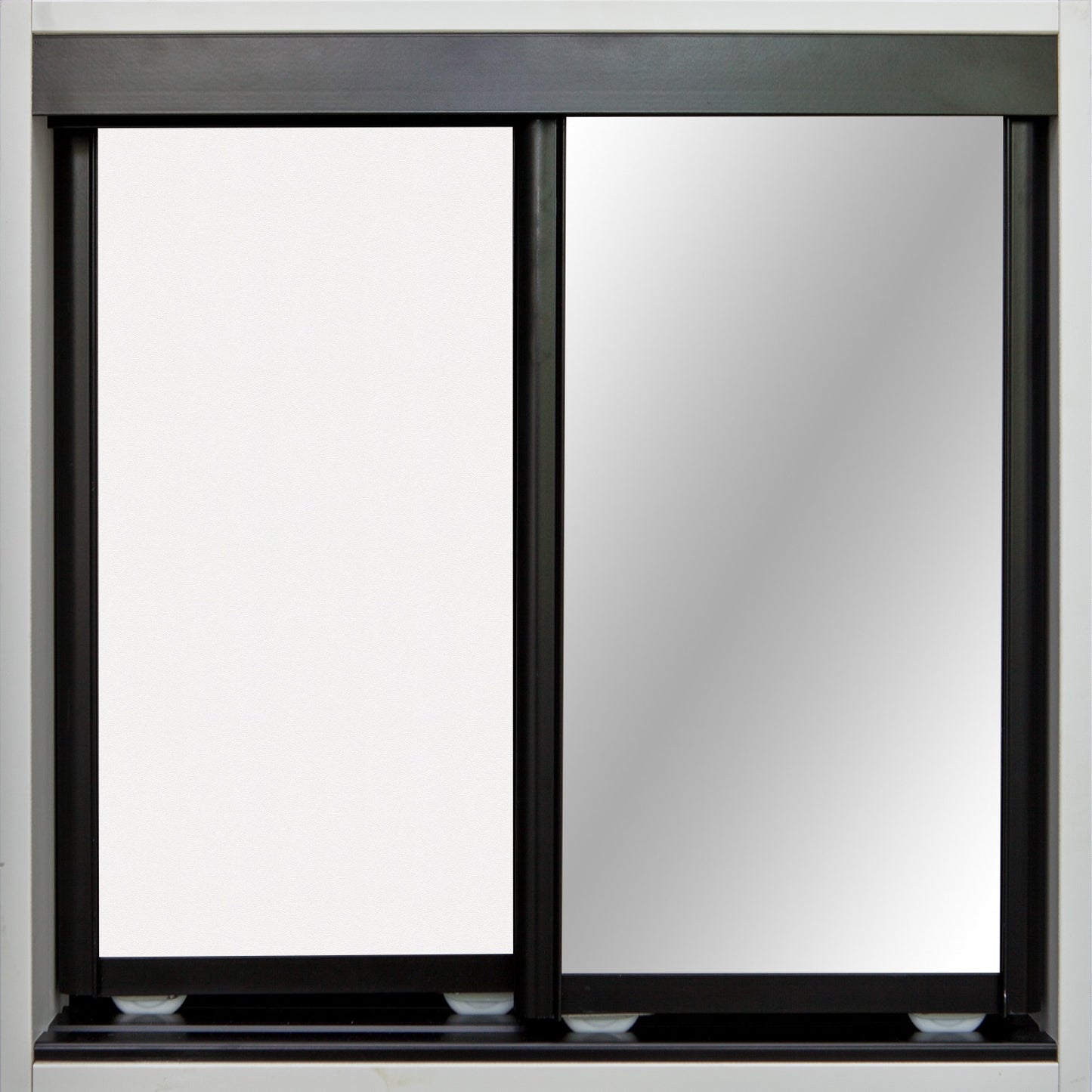 Black Frame with White Vinyl and Mirror - Sliding Wardrobe Doors