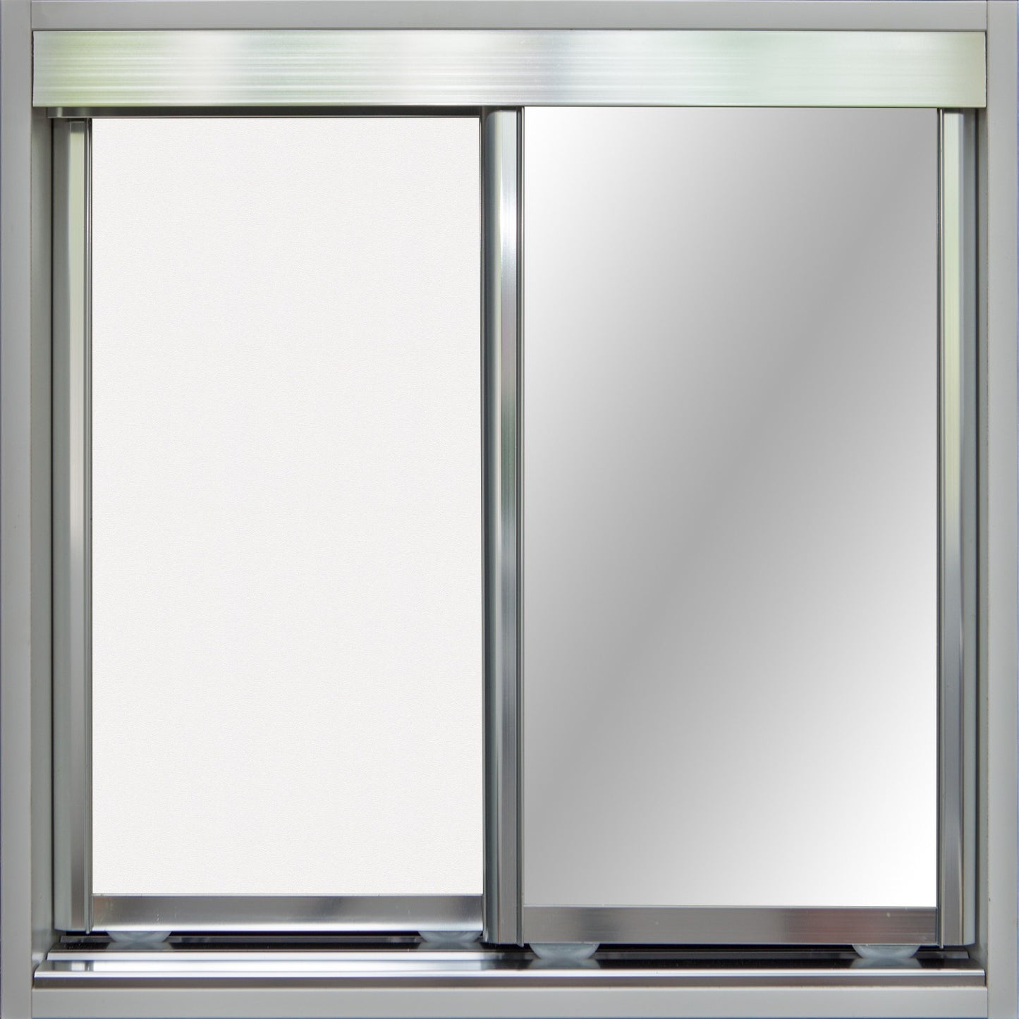Chrome Frame with White Vinyl and Mirror - Sliding Wardrobe Doors