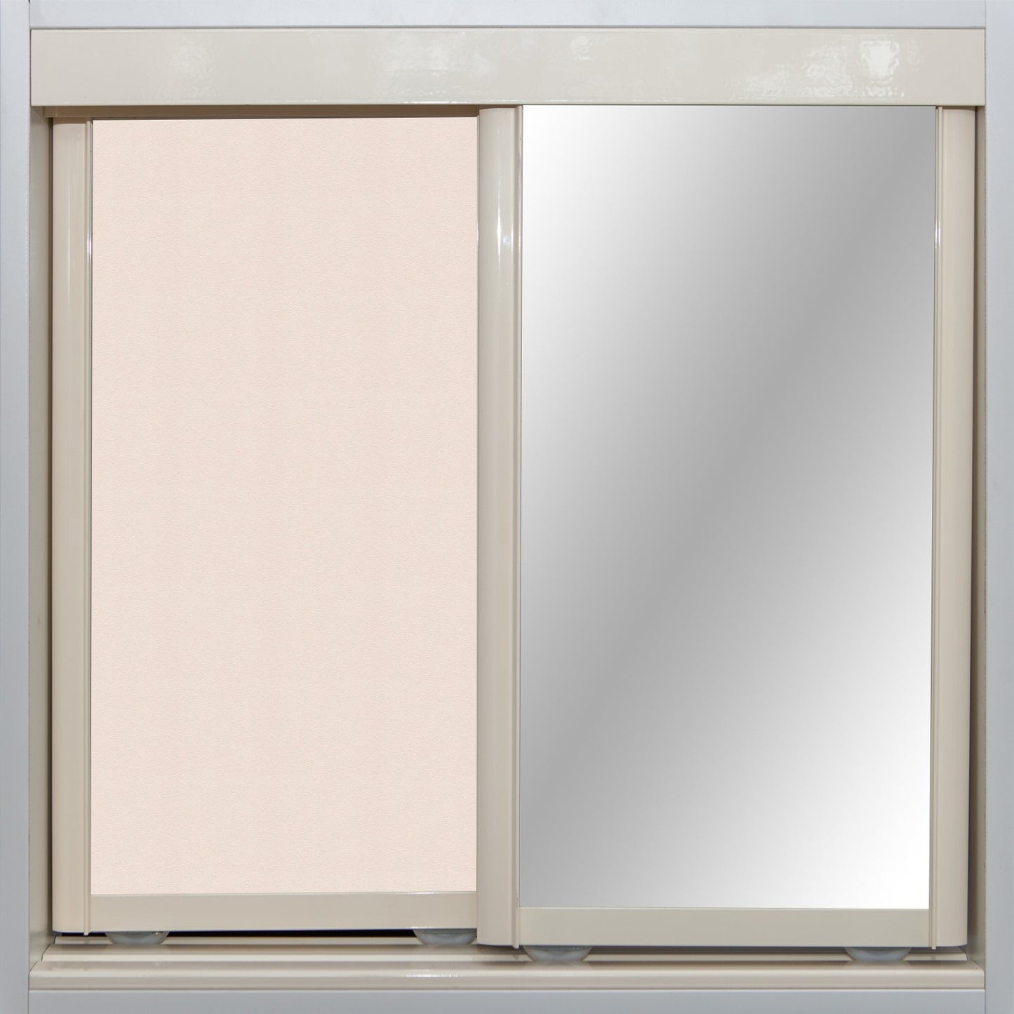 Cream Frame with Cameo Vinyl and Mirror - Sliding Wardrobe Doors