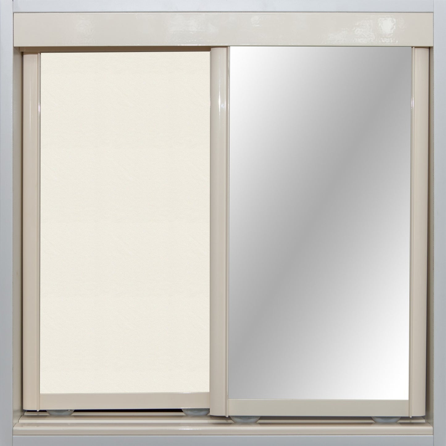 Cream Frame with Chalk Vinyl and Mirror - Sliding Wardrobe Doors