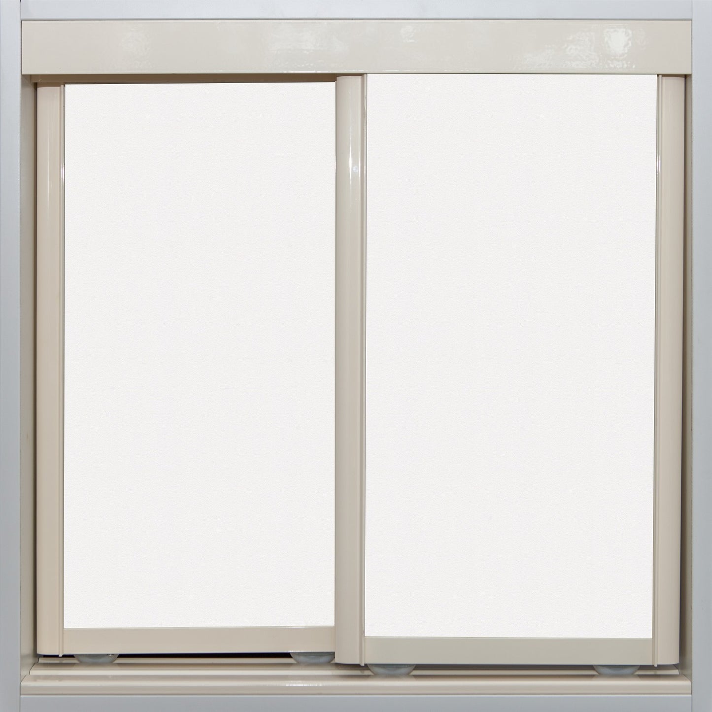 Cream Frame with White Vinyl - Sliding Wardrobe Doors