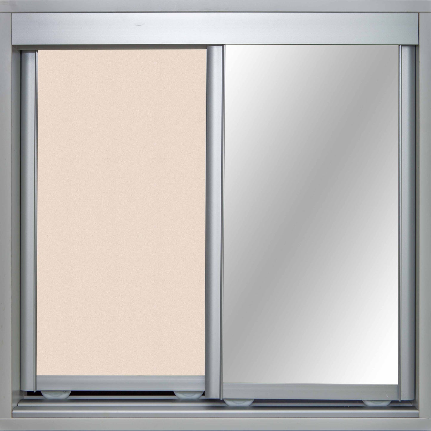 Mat Natural Frame with Buff Vinyl and Mirror - Sliding Wardrobe Doors