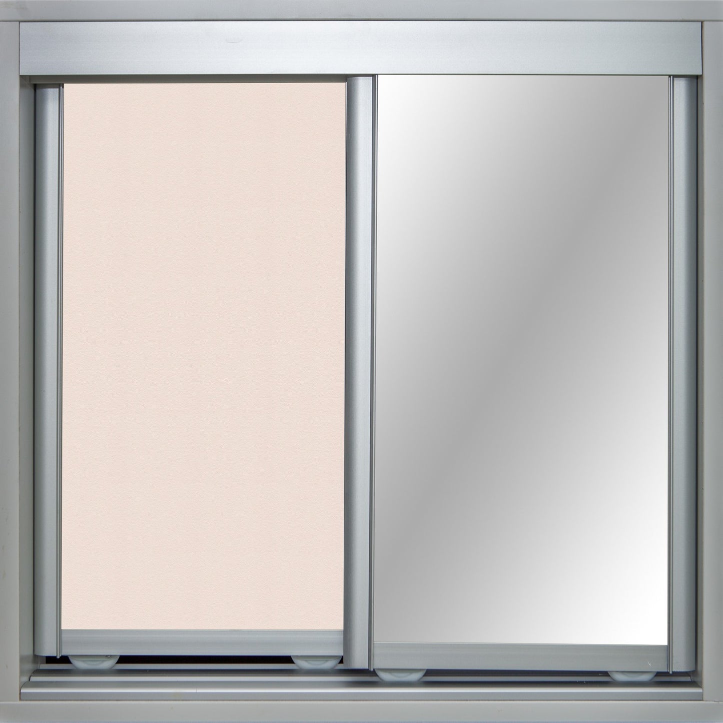 Mat Natural Frame with Cameo Vinyl and Mirror - Sliding Wardrobe Doors