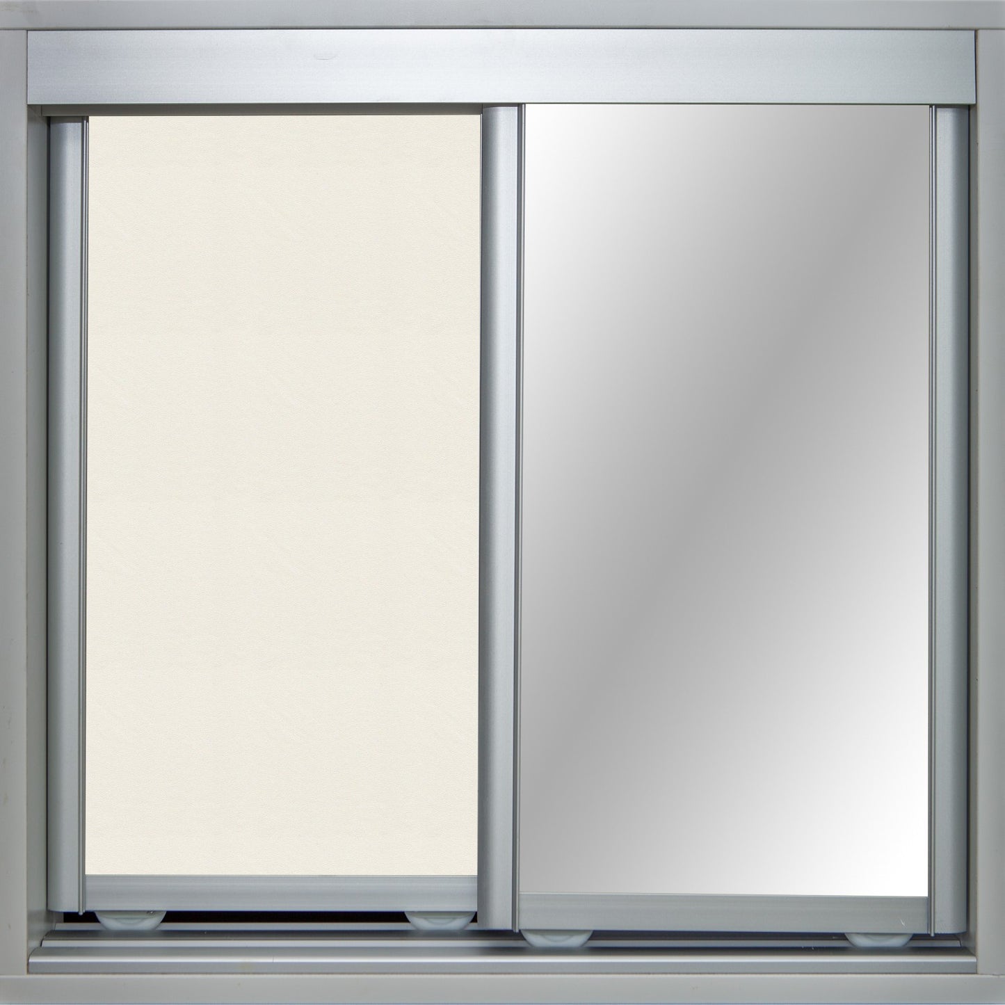 Mat Natural Frame with Chalk Vinyl and Mirror - Sliding Wardrobe Doors