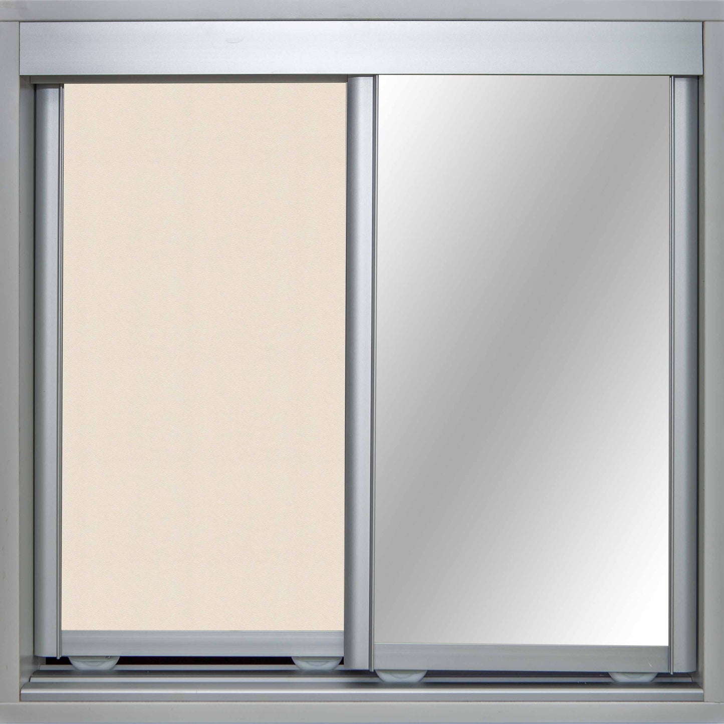 Mat Natural Frame with White Birch Vinyl and Mirror - Sliding Wardrobe Doors
