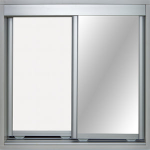 Mat Natural Frame with White Vinyl and Mirror - Sliding Wardrobe Doors