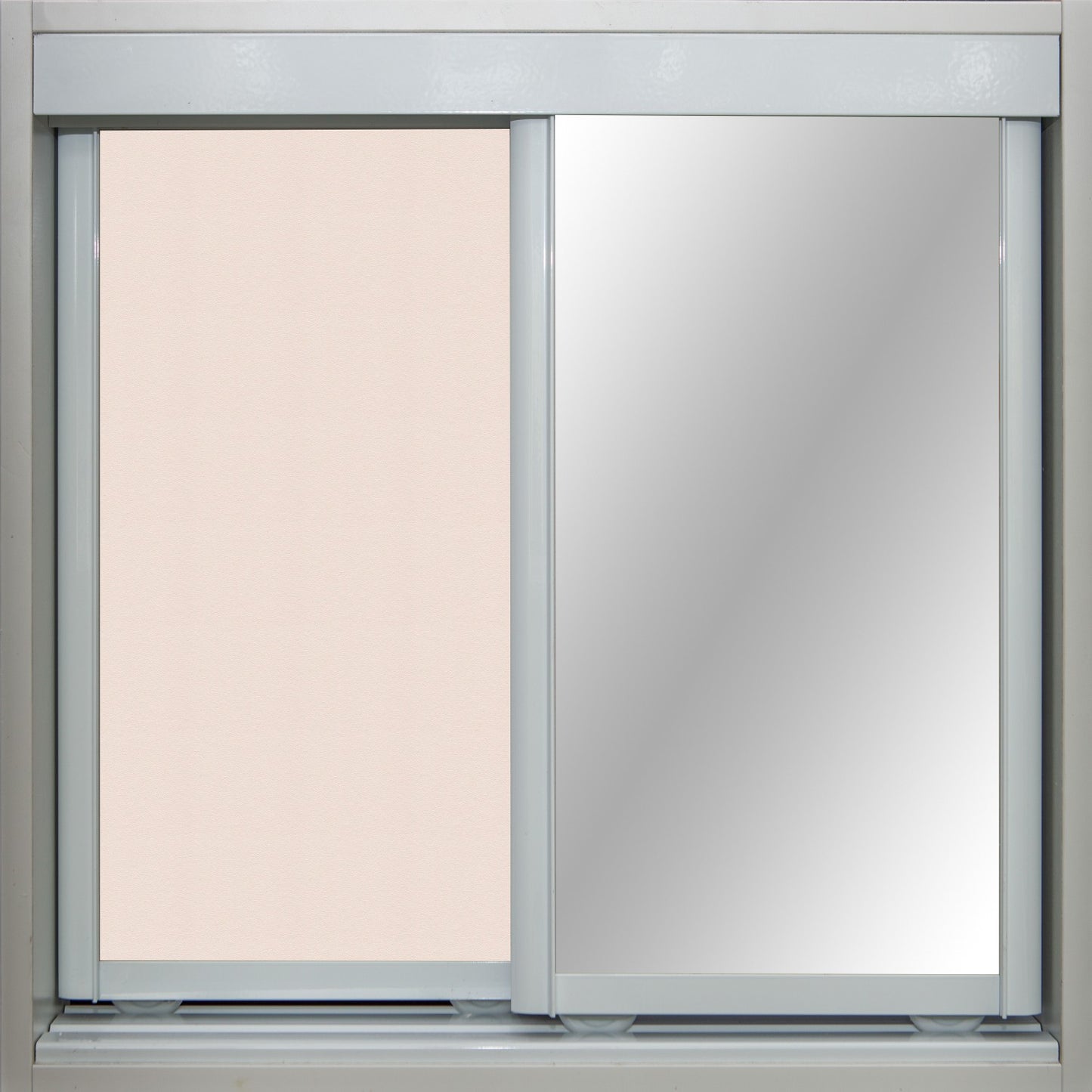 White Frame with Cameo Vinyl and Mirror - Sliding Wardrobe Doors