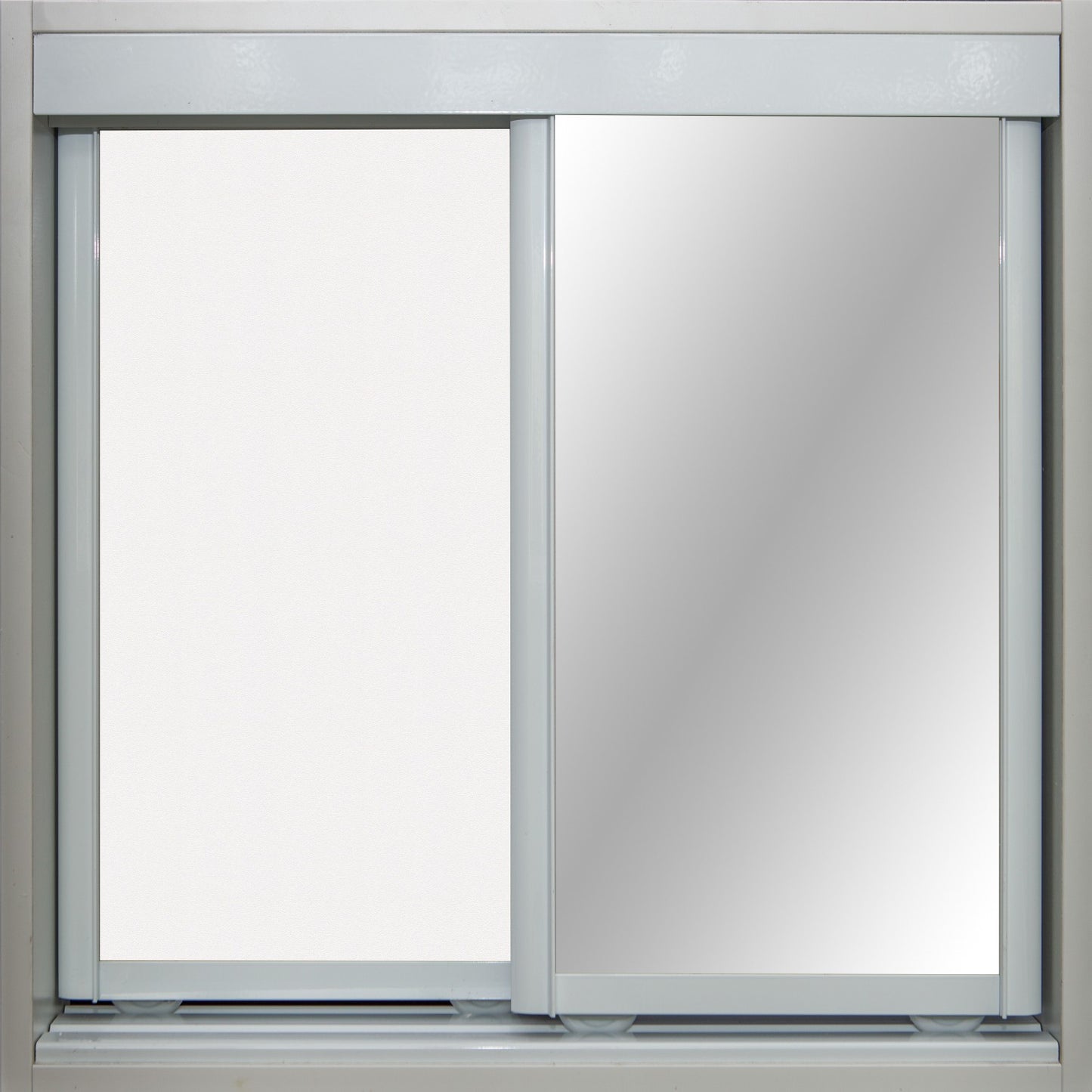 White Frame with White Vinyl and Mirror - Sliding Wardrobe Doors